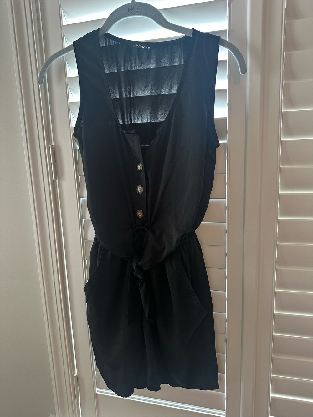 Express Black Romper with Button Detail & tie XXS